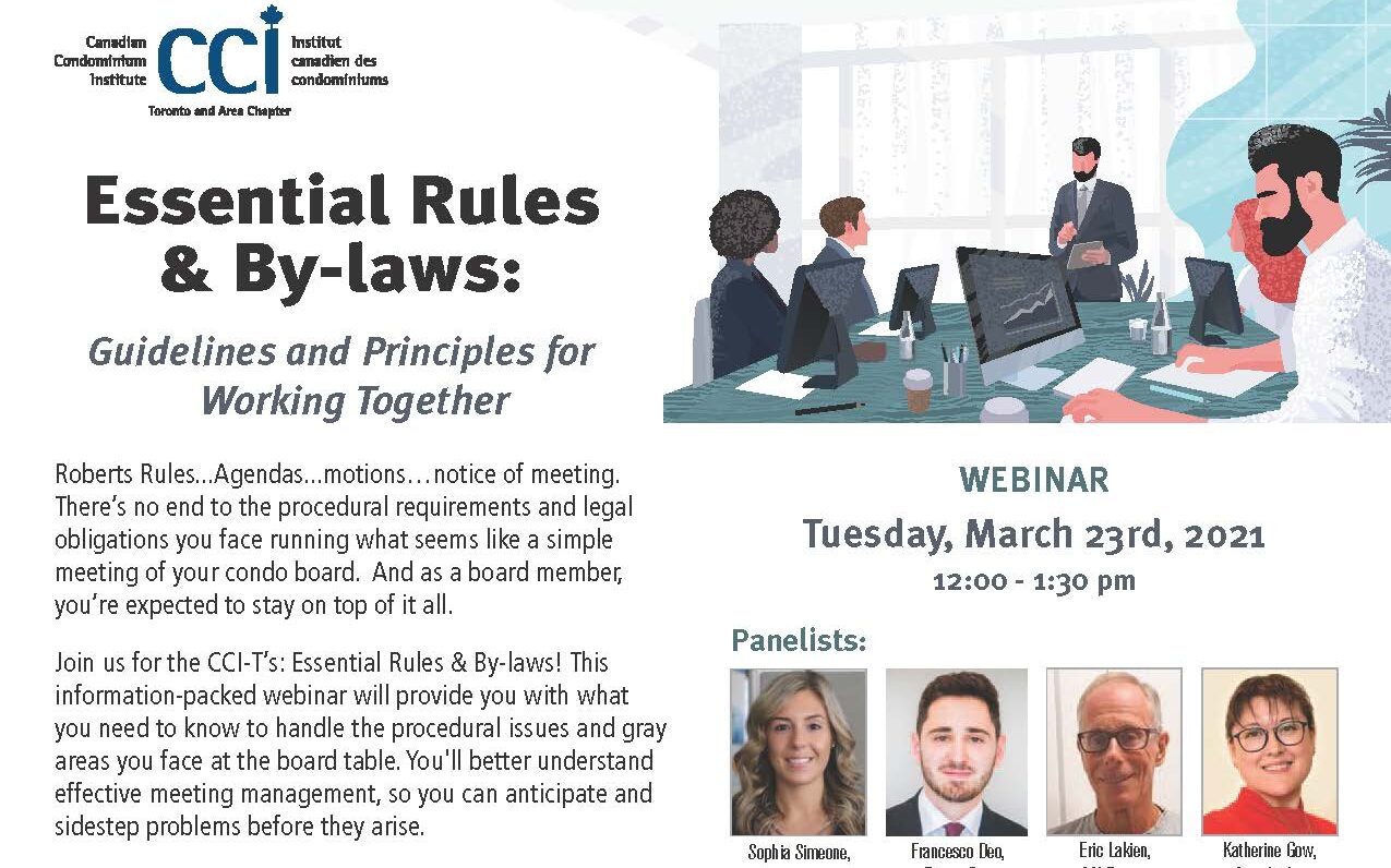 Sophia Simeone will be moderating the CCI “Essential Rules & By-laws: Guidelines and Principles for Working Together” Event.